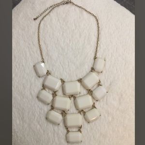 White & Gold Geometric Statement Necklace